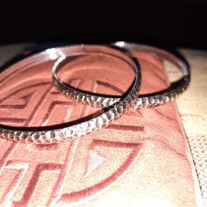 Hammered Handmde Silver Bangle Pair